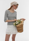 [B-BASIC] Standard U-Neck 3/4 Sleeve T-shirt (2SIZE)