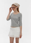 [B-BASIC] Standard U-Neck 3/4 Sleeve T-shirt (2SIZE)