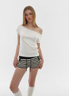 [B-BASIC] Standard Off-Shoulder Short Sleeve T-Shirt 2SIZE