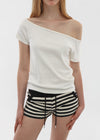 [B-BASIC] Standard Off-Shoulder Short Sleeve T-Shirt 2SIZE