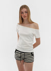 [B-BASIC] Standard Off-Shoulder Short Sleeve T-Shirt 2SIZE