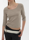 [B-BASIC] Standard U-Neck 3/4 Sleeve T-shirt (2SIZE)