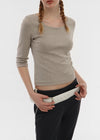 [B-BASIC] Standard U-Neck 3/4 Sleeve T-shirt (2SIZE)