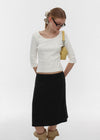 [B-BASIC] Standard U-Neck 3/4 Sleeve T-shirt (2SIZE)