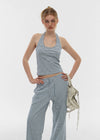 [B-BASIC] Summer Stripe Halter Sleeveless