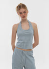 [B-BASIC] Summer Stripe Halter Sleeveless
