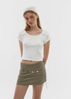 [B-BASIC] Cool Standard U-neck Crop Short Sleeve T-shirt (2SIZE)
