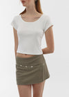 [B-BASIC] Cool Standard U-neck Crop Short Sleeve T-shirt (2SIZE)