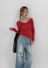 Lumme V-Neck Tencel Sheer Long Sleeve T-Shirt