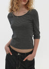 [B-BASIC] Standard U-Neck 3/4 Sleeve T-shirt (2SIZE)