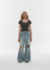 [B-BASIC] Cool Standard U-neck Crop Short Sleeve T-shirt (2SIZE)