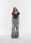 [B-BASIC] Cool Standard U-neck Crop Short Sleeve T-shirt (2SIZE)