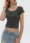[B-BASIC] Cool Standard U-neck Crop Short Sleeve T-shirt (2SIZE)