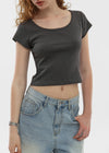 [B-BASIC] Cool Standard U-neck Crop Short Sleeve T-shirt (2SIZE)