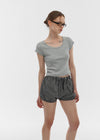 [B-BASIC] Cool Standard U-neck Crop Short Sleeve T-shirt (2SIZE)