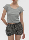 [B-BASIC] Cool Standard U-neck Crop Short Sleeve T-shirt (2SIZE)