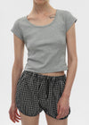 [B-BASIC] Cool Standard U-neck Crop Short Sleeve T-shirt (2SIZE)