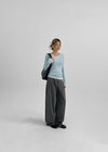 Lumme V-Neck Tencel Sheer Long Sleeve T-Shirt