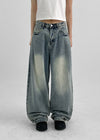 Suique One-Tuck Wide Denim Pants