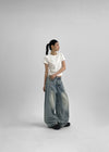 Suique One-Tuck Wide Denim Pants