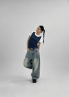 Suique One-Tuck Wide Denim Pants