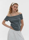 [B-BASIC] Standard Off-Shoulder Short Sleeve T-Shirt 2SIZE