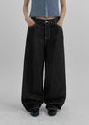 Widusson Non-Fade Balloon Wide Denim Pants