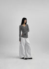 Palky Stripe U-Neck Long Sleeve Tee