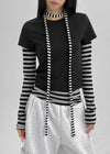 Palky Stripe U-Neck Long Sleeve Tee