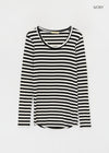 Palky Stripe U-Neck Long Sleeve Tee
