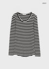 Palky Stripe U-Neck Long Sleeve Tee