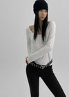 Litkill Dot U-Neck Long Sleeve Tee