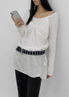 Litkill Dot U-Neck Long Sleeve Tee