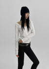 Litkill Dot U-Neck Long Sleeve Tee