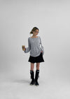 Fonmue Stripe Off-Shoulder Long Sleeve Tee
