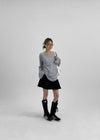 Fonmue Stripe Off-Shoulder Long Sleeve Tee