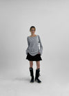 Fonmue Stripe Off-Shoulder Long Sleeve Tee