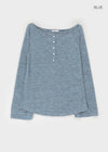 Fonmue Stripe Off-Shoulder Long Sleeve Tee