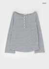 Fonmue Stripe Off-Shoulder Long Sleeve Tee