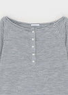 Fonmue Stripe Off-Shoulder Long Sleeve Tee