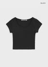 [B-BASIC] Cool Standard U-neck Crop Short Sleeve T-shirt (2SIZE)