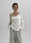 Pollem Lettering Off-Shoulder Long Sleeve
