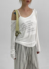 Pollem Lettering Off-Shoulder Long Sleeve