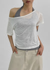Skimi Sheer Boat Neck Short Sleeve Tee