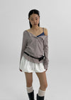 Micho Stripe Off-Shoulder Long Sleeve Tee