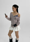 Micho Stripe Off-Shoulder Long Sleeve Tee