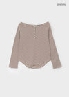 Micho Stripe Off-Shoulder Long Sleeve Tee