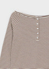 Micho Stripe Off-Shoulder Long Sleeve Tee