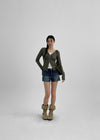 Lailin Cutting Denim Shorts