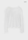 Limisin Hole Shoulder Knit Linen Long Sleeve Tee